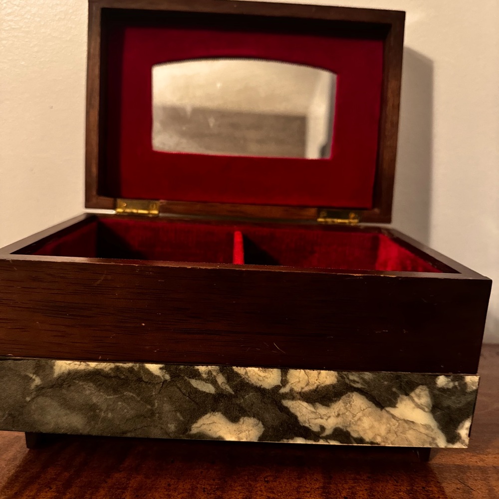 Vintage Japanese wooden and jade jewelry box